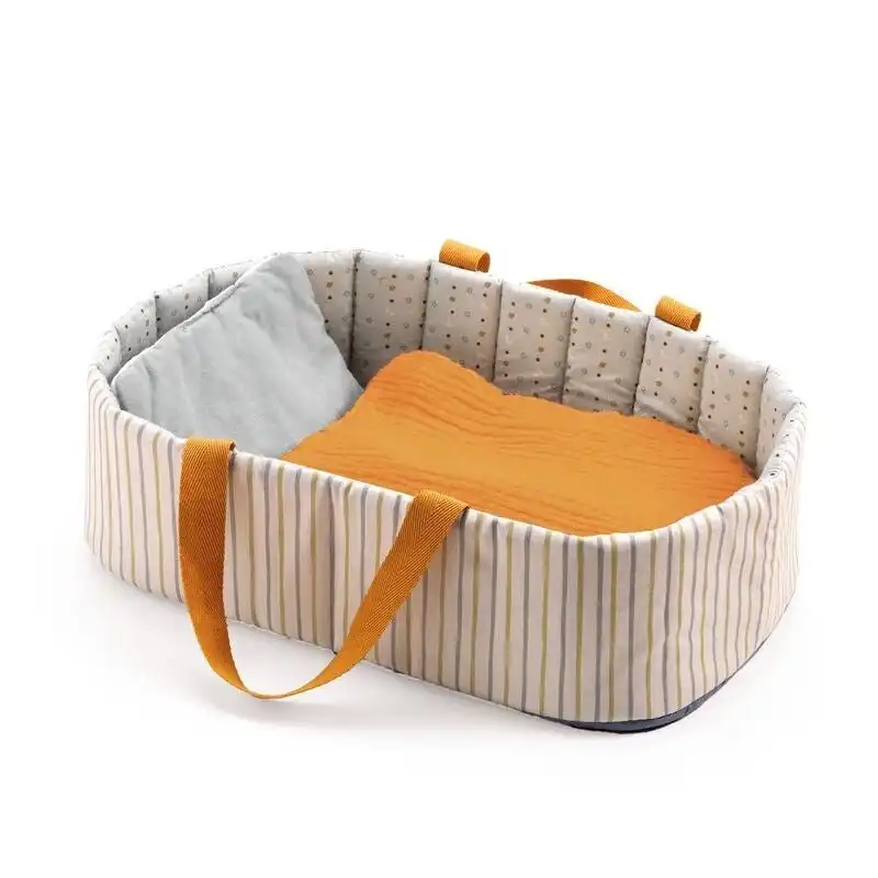 Djeco - Pomea - Blue Lines Doll Bassinet