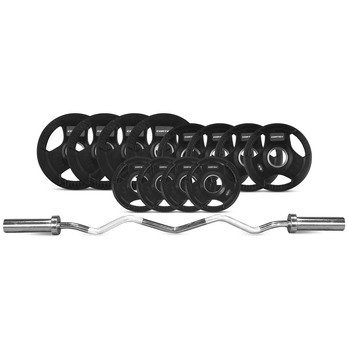 Cortex 40kg Tri-Grip 50mm Olympic Curl Bar Set