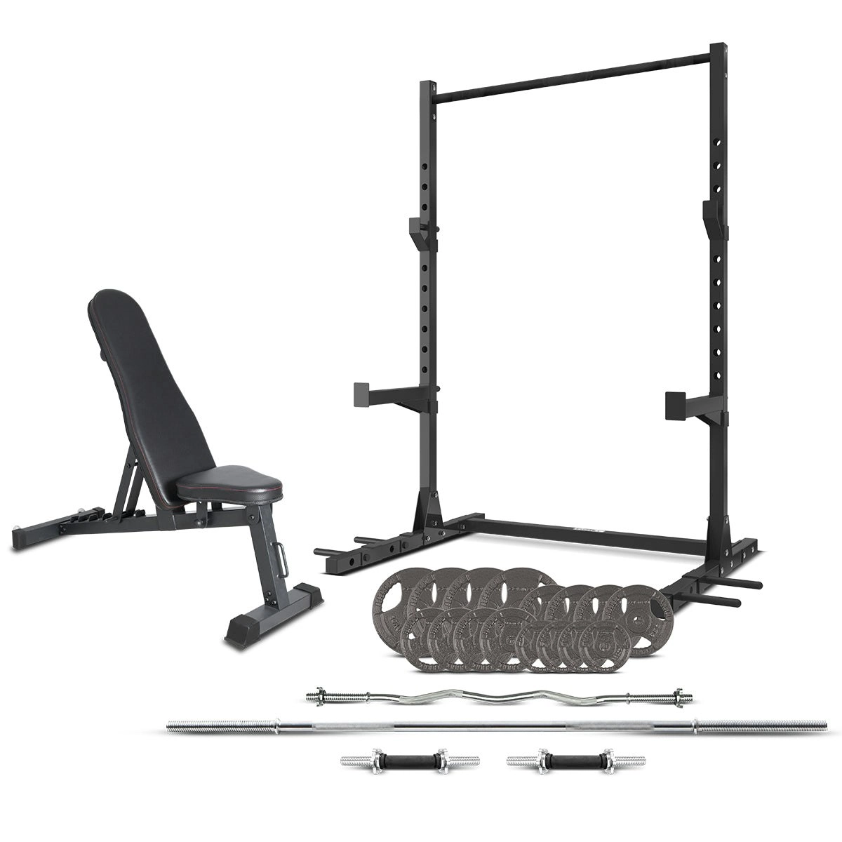 Cortex SR-3 Squat Rack + BN-6 Bench + 90kg Standard Weight Plates & Barbell Package