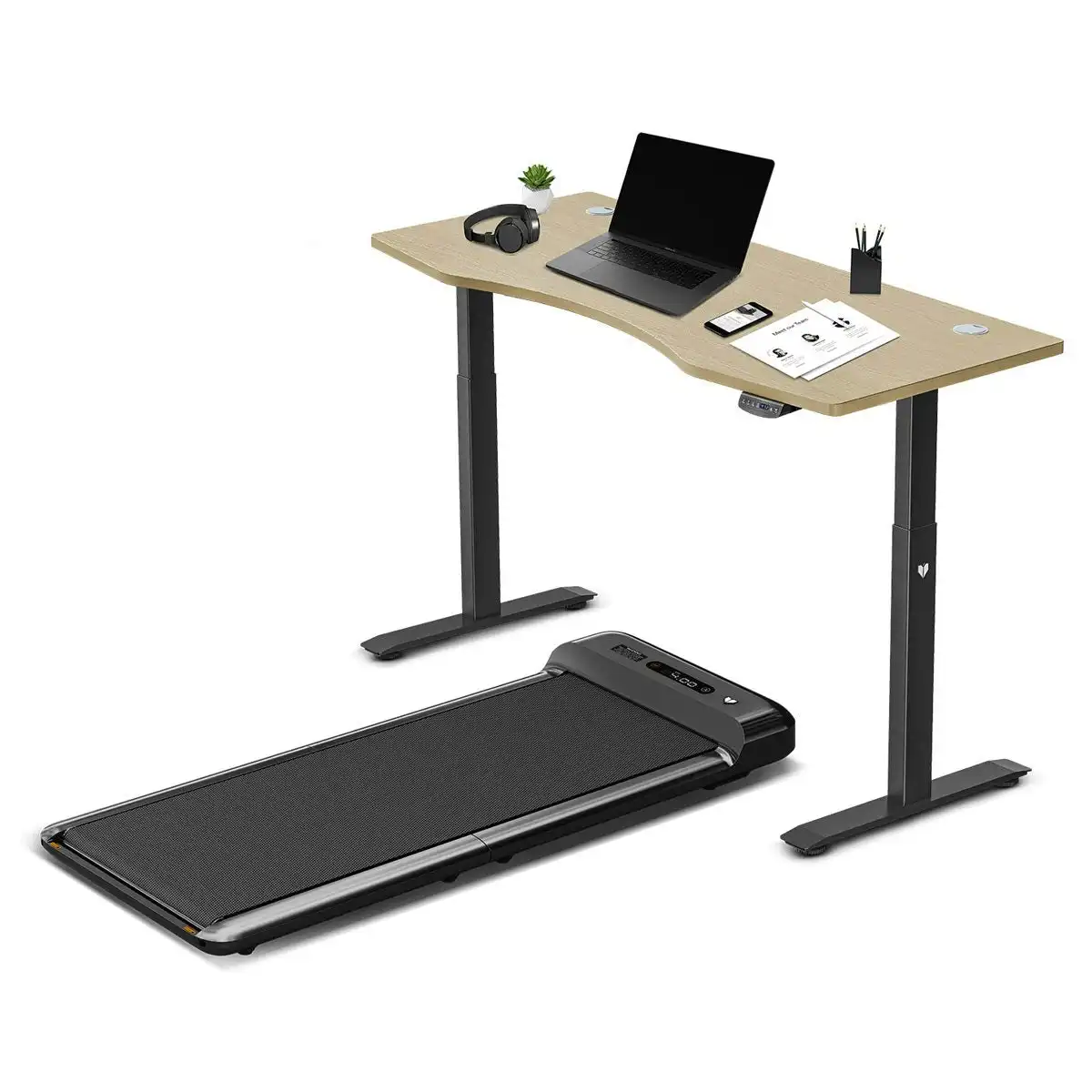 Lifespan Fitness Walkingpad™ M2 Treadmill with Dual Motor Automatic Standing Desk 150cm in Oak/Black