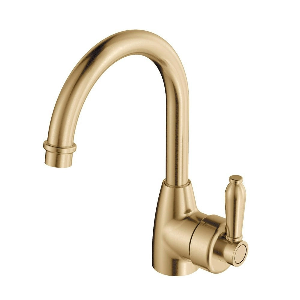 Fienza Eleanor Gooseneck Basin Mixer Urban Brass with Urban Brass Handle 202104UU