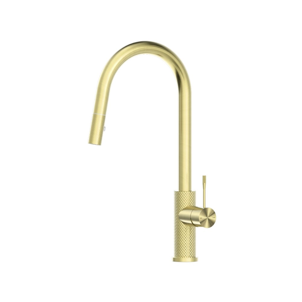 Nero Opal Pull Out Sink Mixer with Vegie Spray Function Brushed Gold NR251908BG