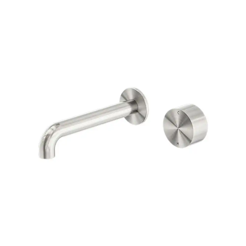 Nero Kara Progressive Wall Basin Set Mixer 230mm Spout Brushed Nickel NR271907a230BN