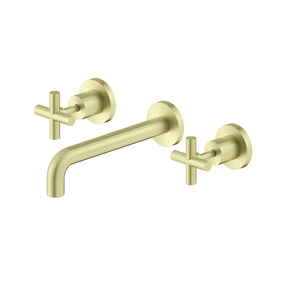 Nero X Plus Wall Basin Set 180mm Spout Brushed Gold NR201607bBG