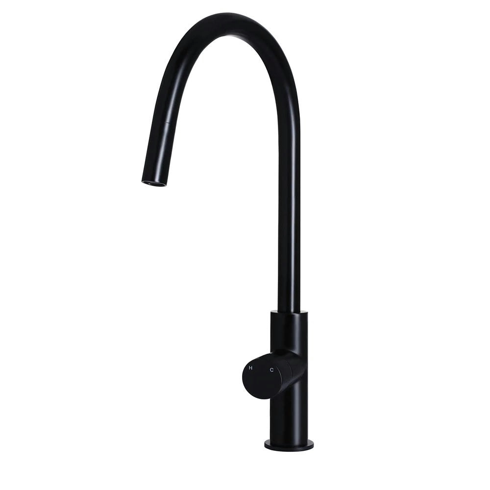 Meir Round Piccola Pull Out Kitchen Mixer Tap Matte Black MK17PN