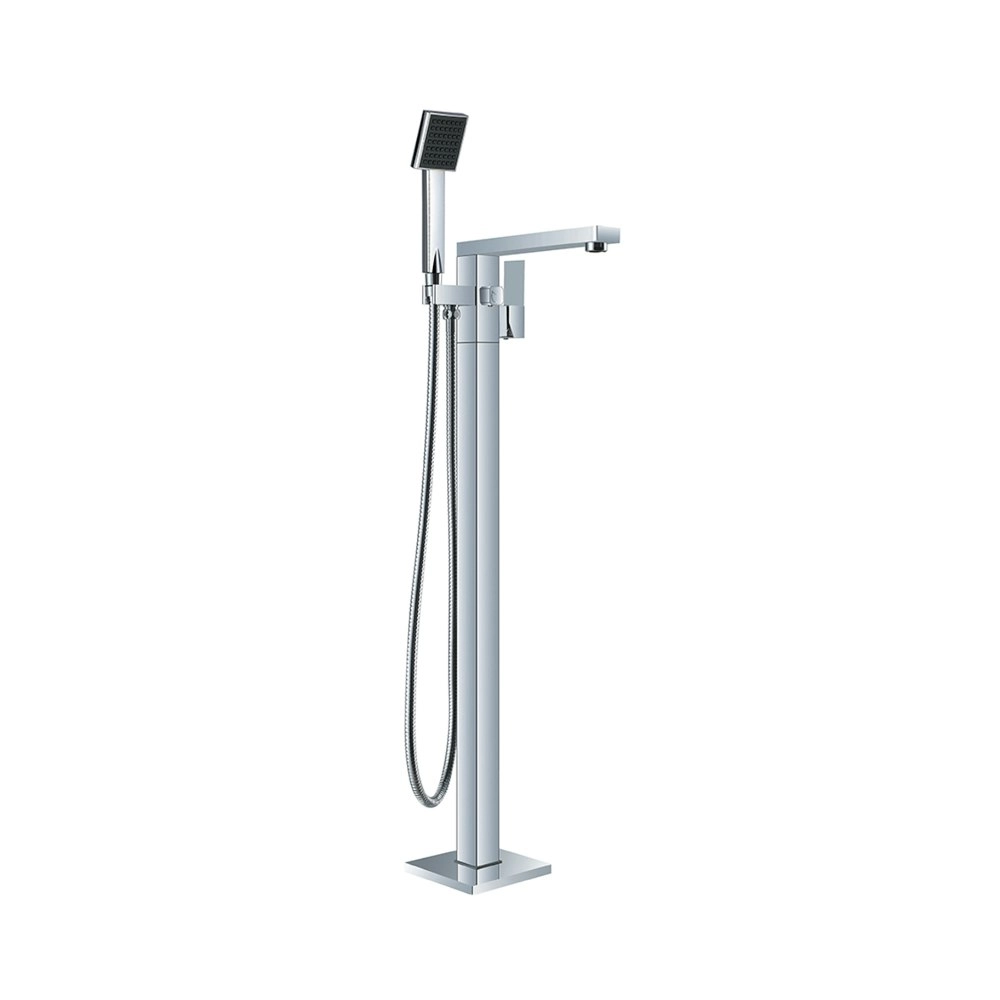 Nero Square Floormount Mixer With Handshower Chrome NR310703aCH