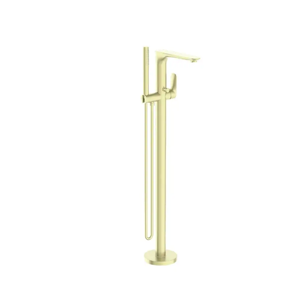 Nero Bianca Floor Standing Bath Mixer With Hand Shower Brushed Gold NR321503ABG