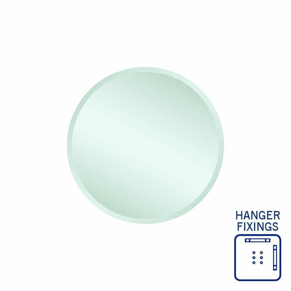 Thermogroup Kent 18mm Bevel Round Mirror - 500mm dia with Hangers KR5050HN