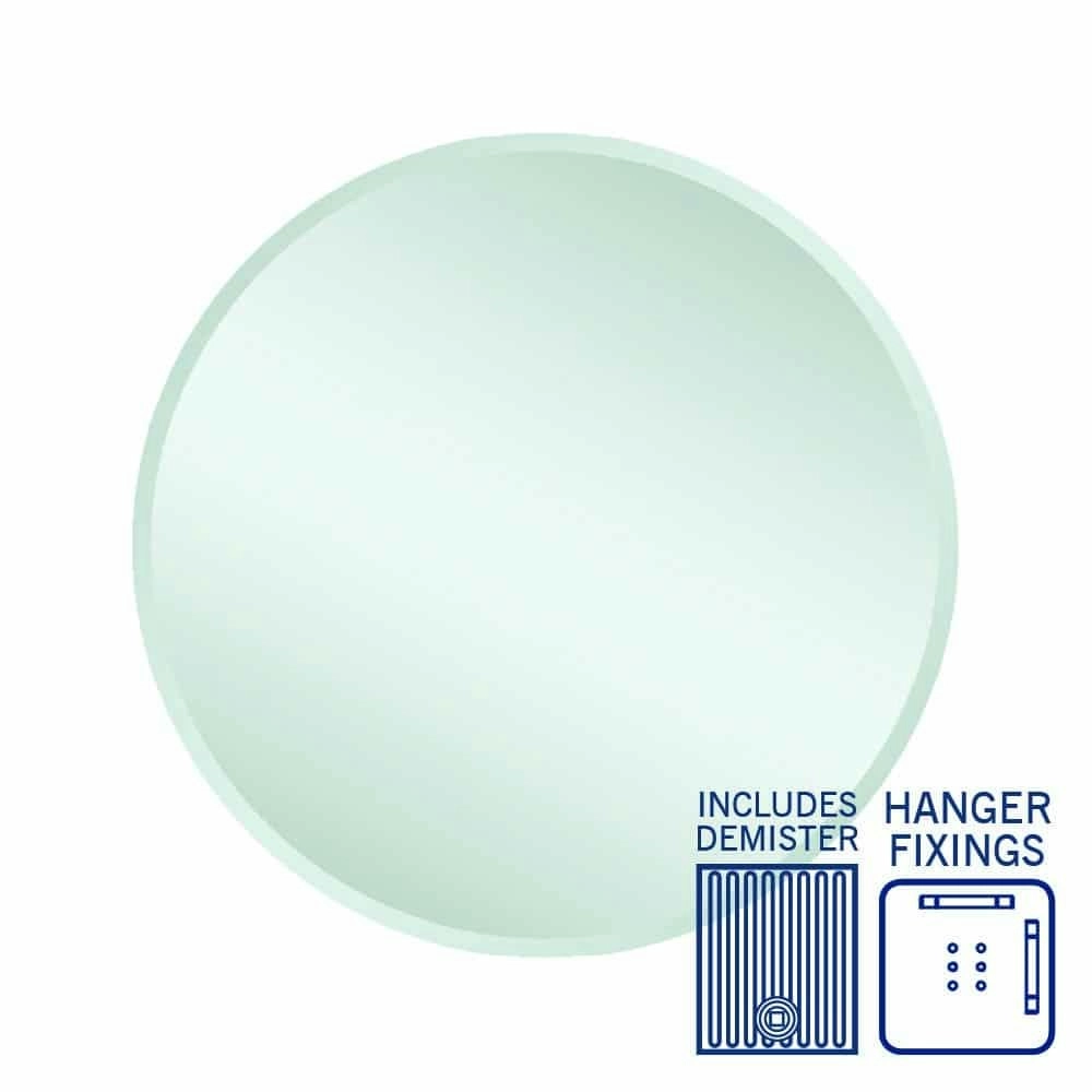 Thermogroup Kent 18mm Bevel Round Mirror - 700mm dia with Hangers and Demister KR7070HND