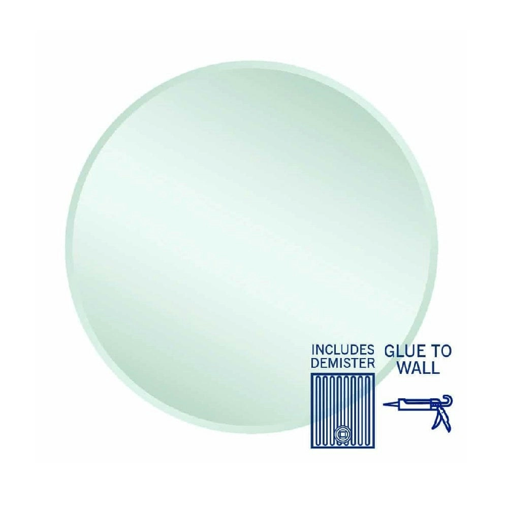 Thermogroup Kent 18mm Bevel Round Mirror - 800mm dia Glue-to-Wall and Demister KR8080GTD