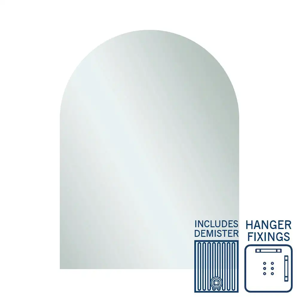 Thermogroup Aspen Polished Edge Arch Mirror 750x1000mm with Hangers and Demister AC7510HND
