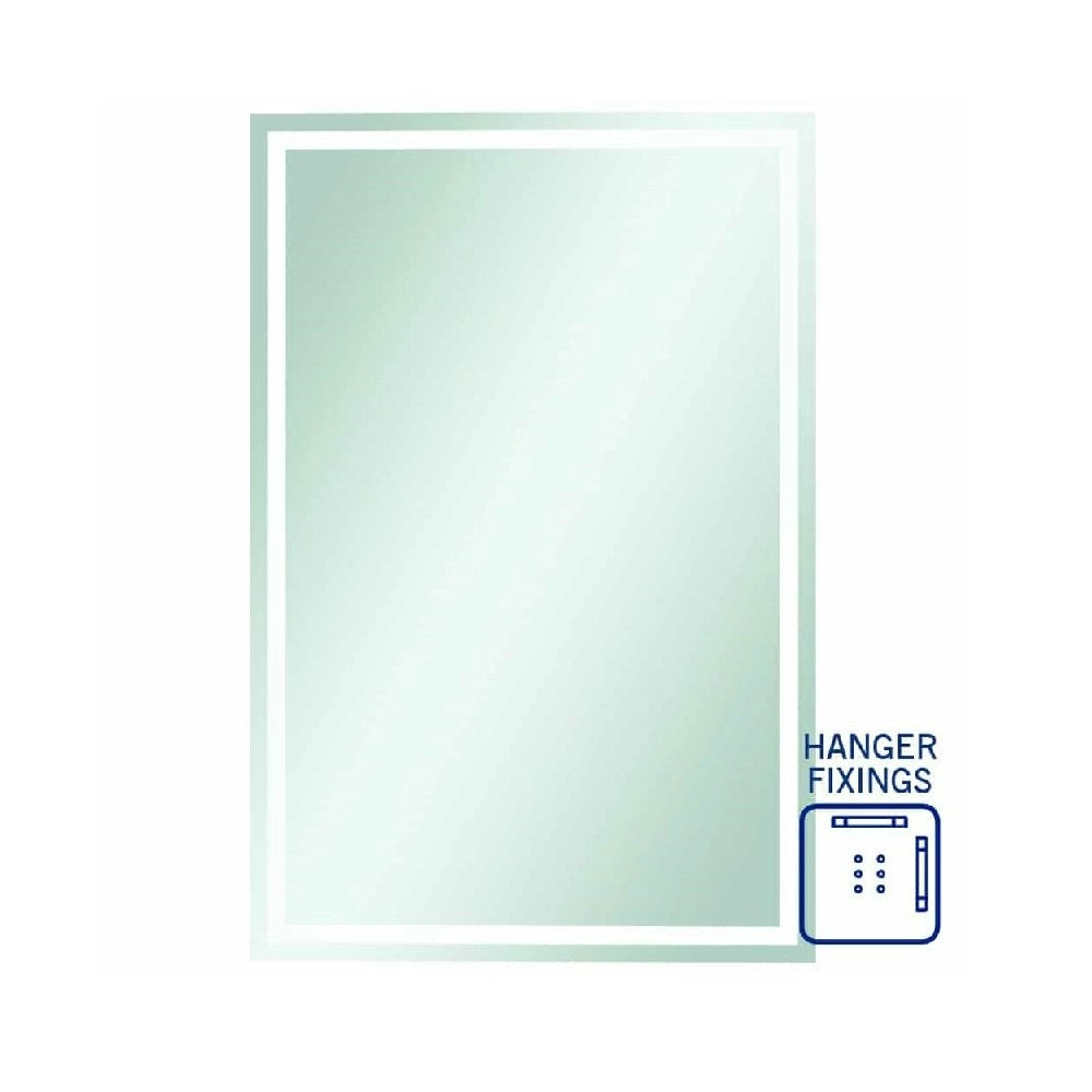 Thermogroup Sierra Rectangle Polished Edge Mirror with Sandblasted Border - 1200x800mm with Hangers SS1280HN