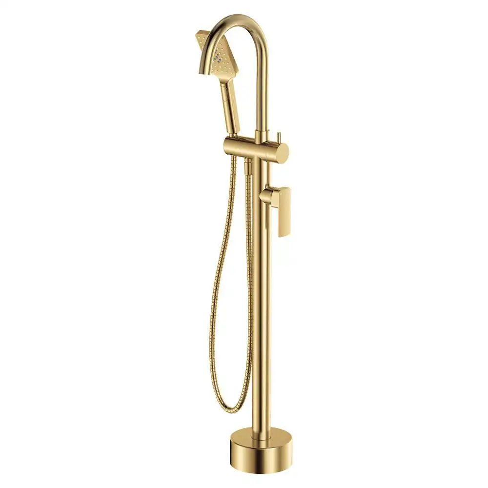 Fienza Tono Floor Mounted Bath Mixer with Hand Shower Urban Brass 233113UB