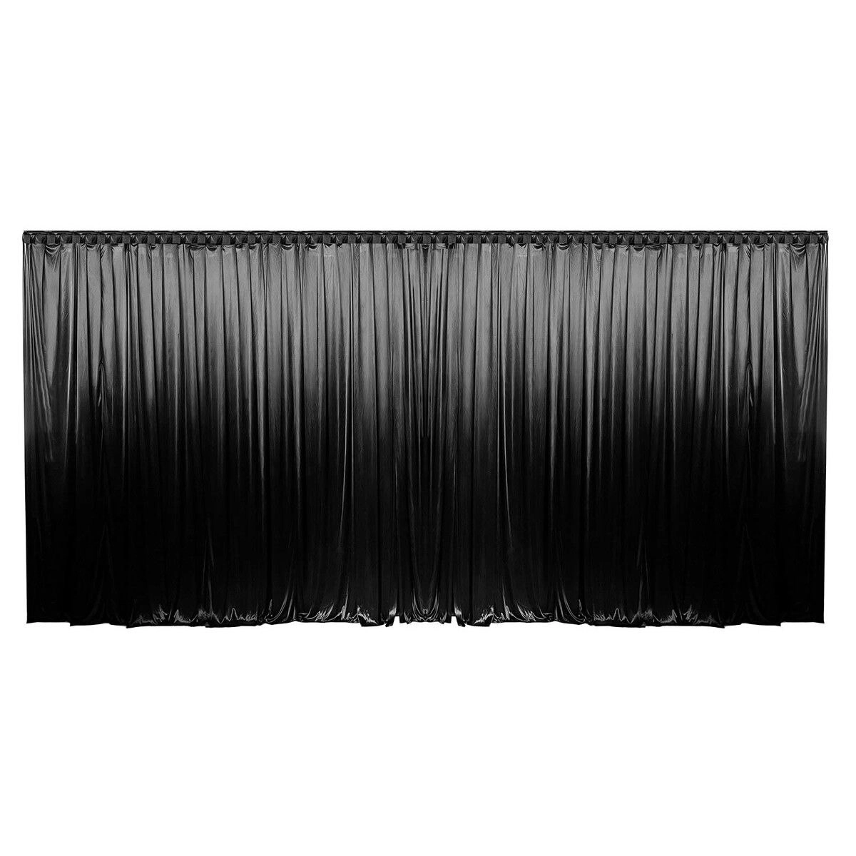 Ausway 3x6m Black Backdrop Curtain Silk Drape Background Photo Party Wedding Birthday Stage Booth Venue Xmas Decoration