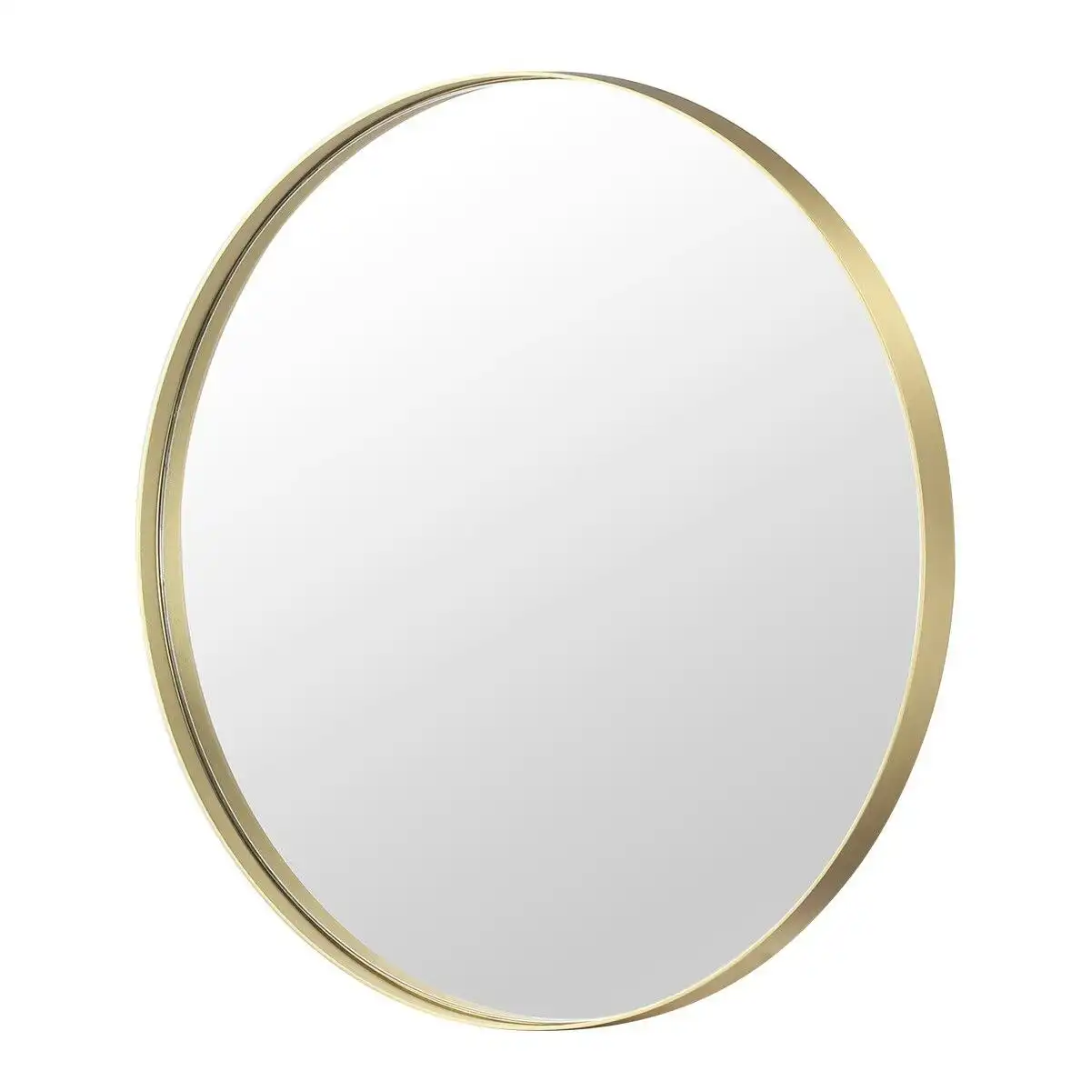 LUXSUITE 60cm Round Wall Mirror Bathroom Vanity Standing Large Bedroom Gold Decorative Mount Circle Hallway Makeup Shower Shaving