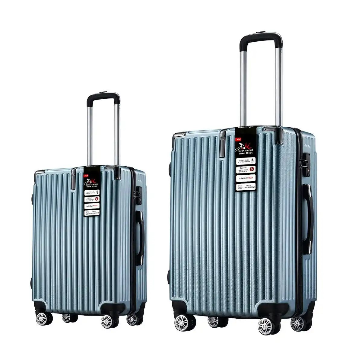 Buon Viaggio 2 PCS Luggage Set Suitcases Carry On Spinner Traveller Bags Cabin Hard Shell Case Trolley Lightweight Travel Storage Rolling TSA Lock Ice Blue