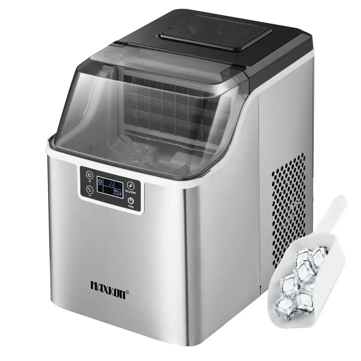 Maxkon 20kg Ice Maker Machine Clear Cube Making Countertop Home Commercial 2 Water Filling Methods Stainless Steel