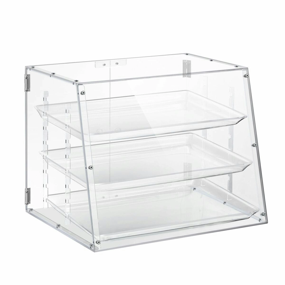 LUXSUITE Cake Display Cabinet 3 Tier Acrylic Bakery Cupcake Stand Case Unit Holder Muffin Donut Pastry Model Toy Showcase Adjustable Shelf 5mm Thick