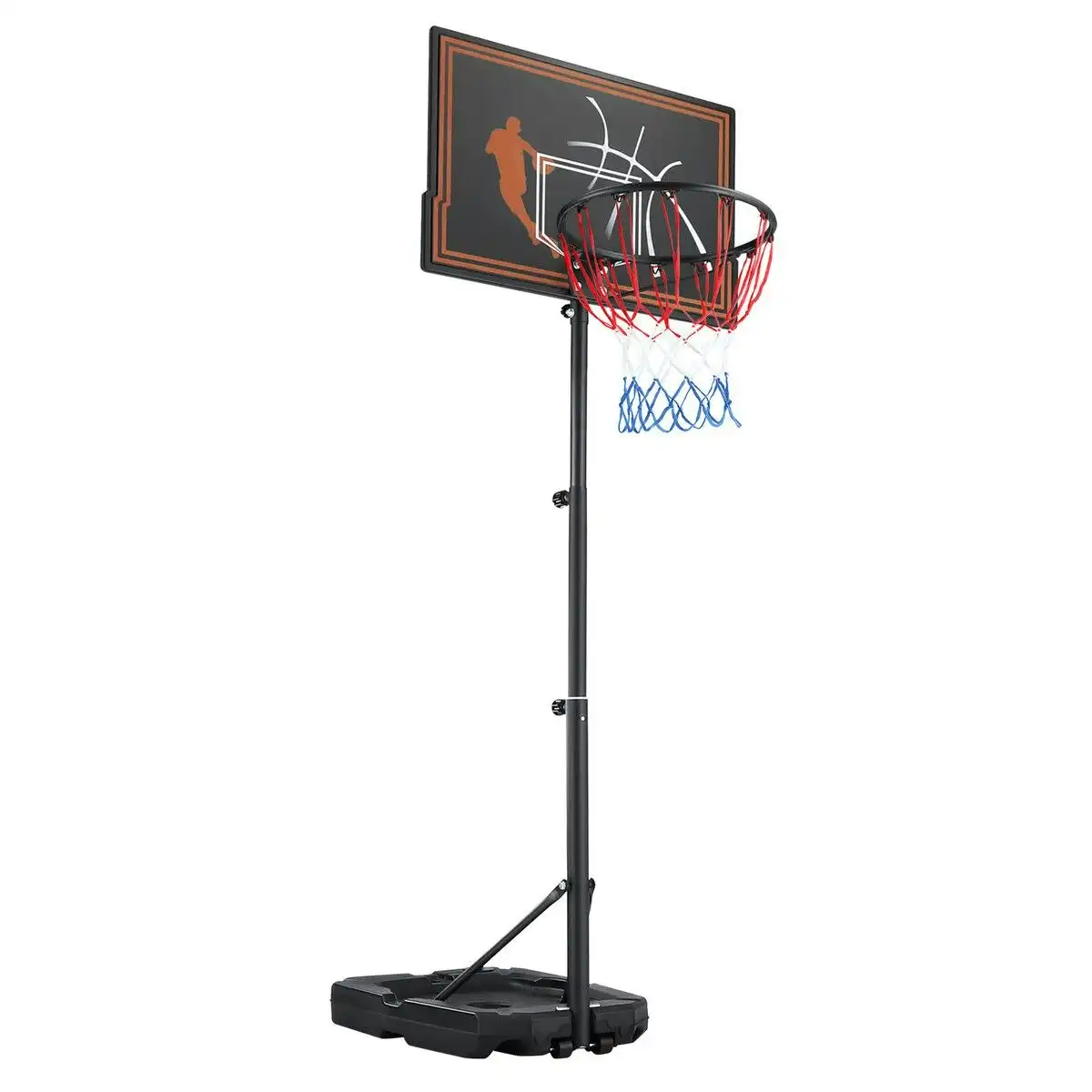 Genki  1.1 to 2.1m Portable Basketball System Stand Ring Hoop Height Adjustable Equipment Indoor for Kids Adults