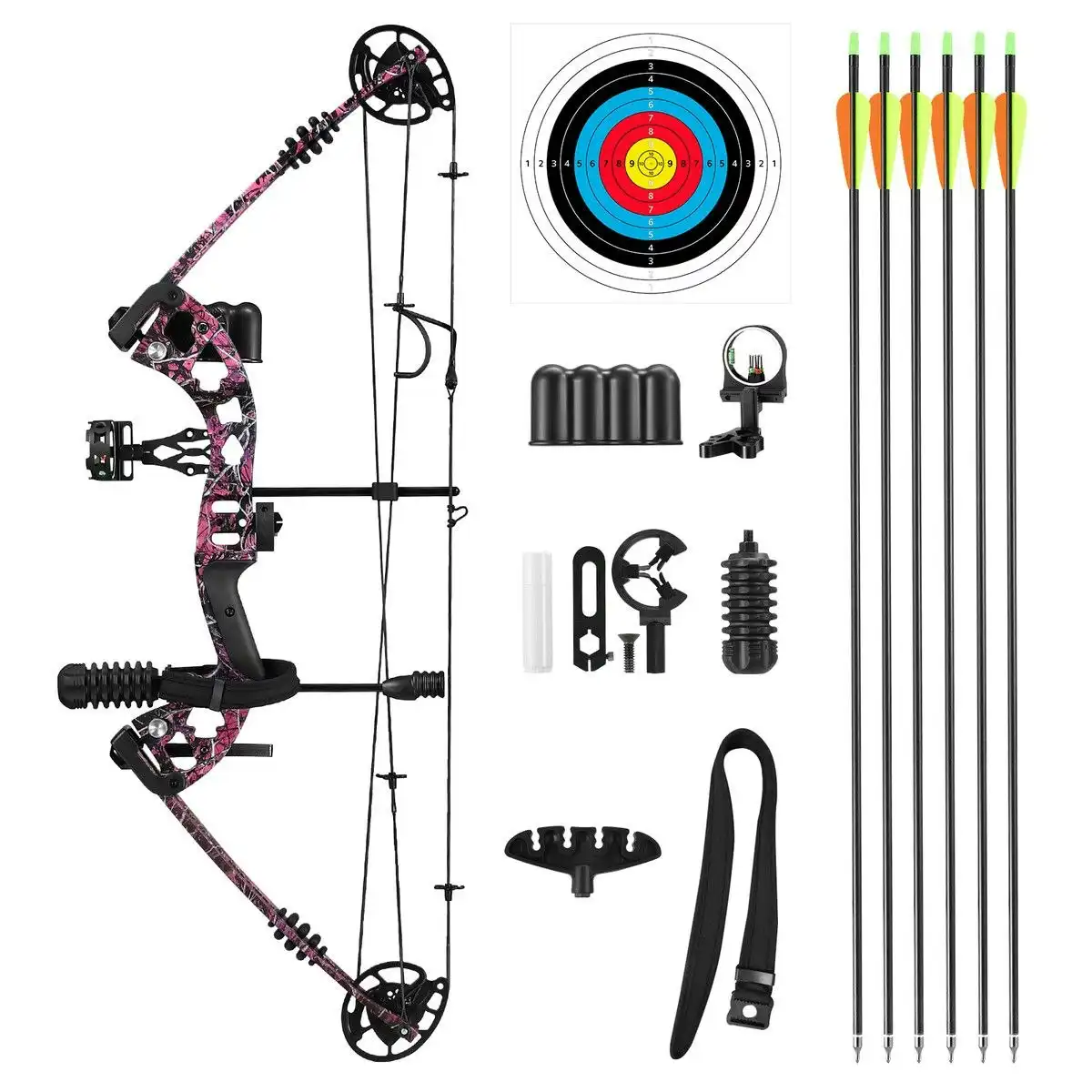 Ausway Compound Bow Arrows Set Archery Equipment Hunting Target Shooting Sports Practice Kit 20-55lbs RH Adjustable 310fps Speed Adult Beginner Master