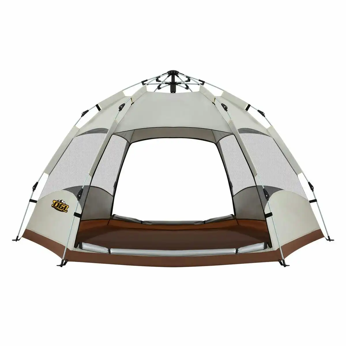 OGL 4 Man Beach Tent Shelter Camping Pop Up Instant Dome Family Shade Hiking Sun Rain Picnic Outdoor 240x240x135cm Creamy White