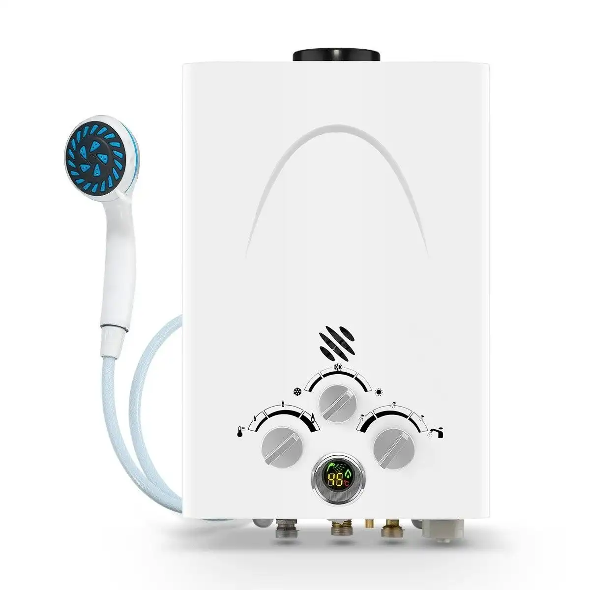 Maxkon  520L per Hr Portable Outdoor Gas Water Heater Instant Shower – White