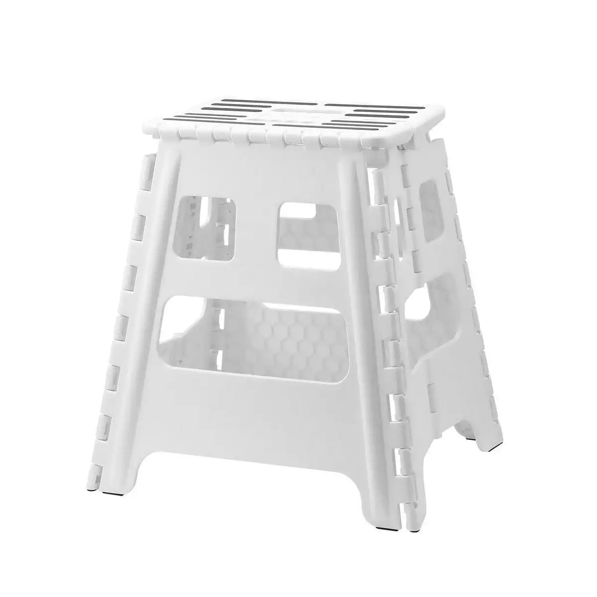 Ausway White Foldable Step Stool with Handle Footstool Plastic Childrens Chair Portable Helper Kitchen Potty Bathroom 29x22x39cm