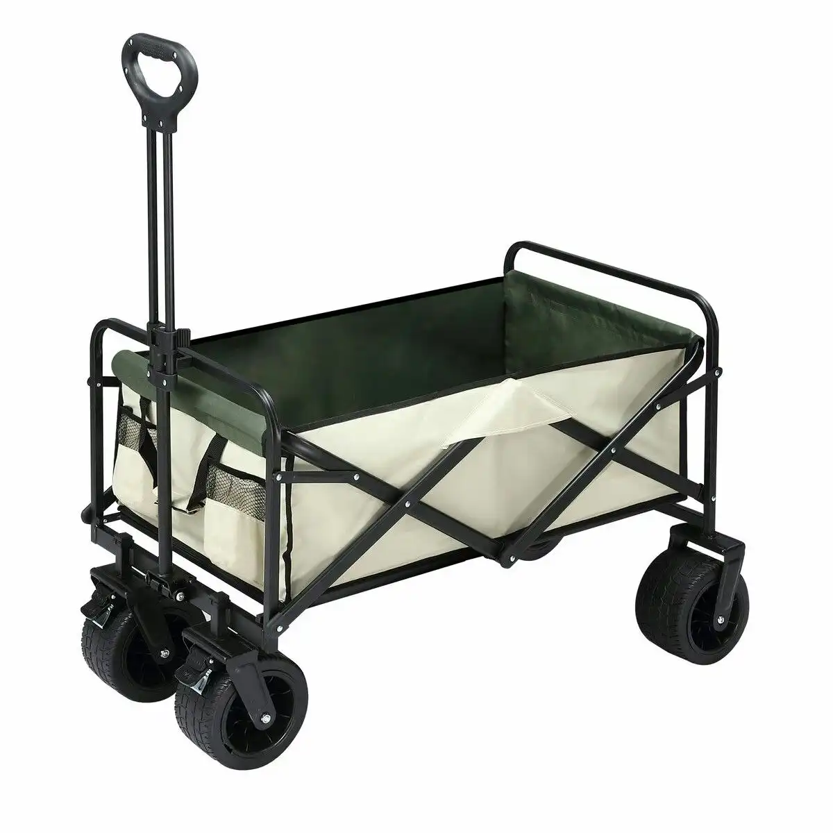Ausway Garden Beach Cart Wagon Foldable Utility Shopping Trolley Trailer Outdoor Picnic Camping Sports Market Barrow Luggage Grocery Collapsible 150kg