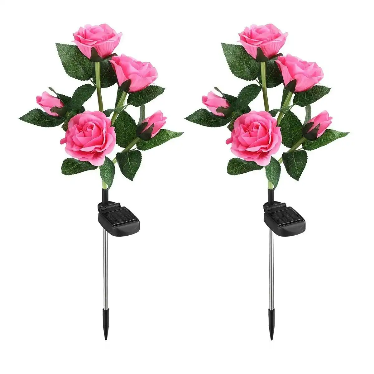 Maxkon 2 PCS Solar Rose Lights LED Lamps Flower Stake Outdoor Garden Lawn Path Walk Driveway Patio Yard Luminous Waterproof Festive Home Decor