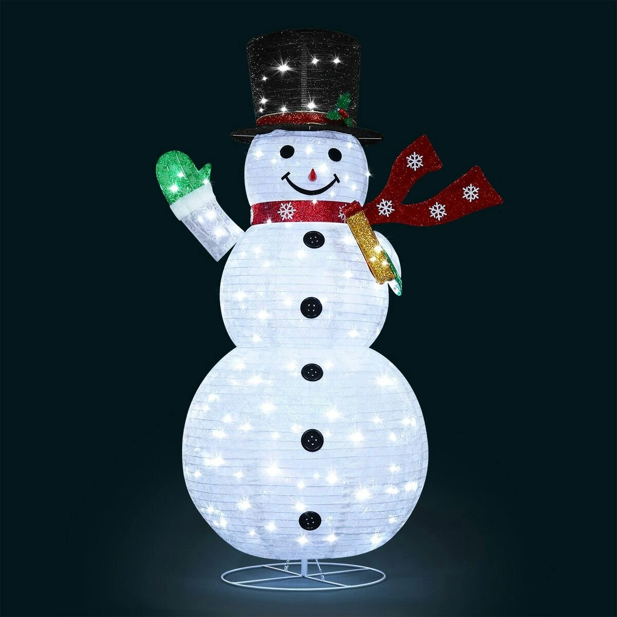 Solight 180cm Christmas Light Snowman Decoration 200 LED Strip Home Display Outdoor Xmas Holiday House Ornament Folding 8 Flickering Effects