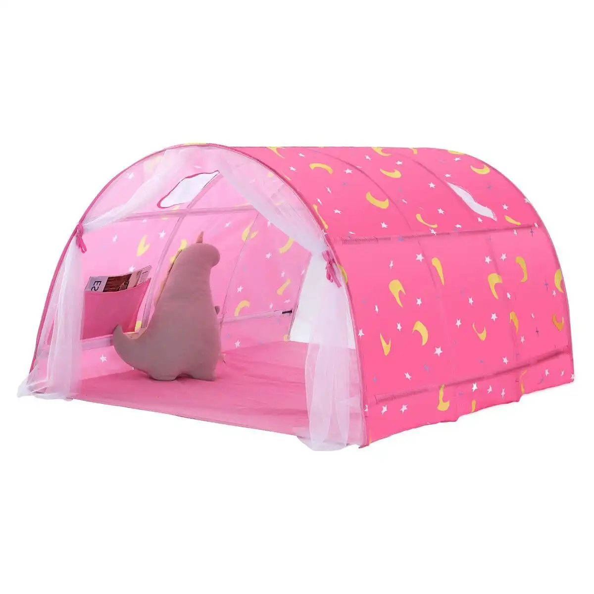 Ausway Playhouse Tent Portable Stars Bed Kids Play Game House Cottage DIY Sleeping Canopy Indoor Outdoor Pink