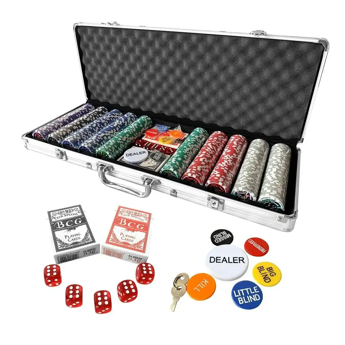 Ausway 500 Holographic Butterfly Chips Professional Poker Card Game Play Set Casino Dice Aluminium Case