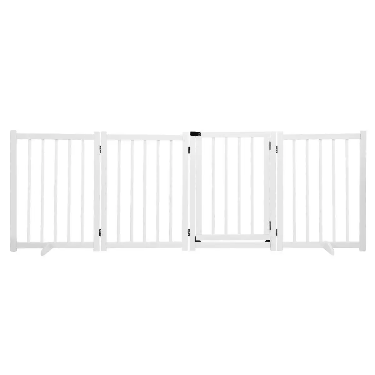 Pet Scene Pet Safety Gate 4 Panel Puppy Playpen Wood Enclosure Security Fence Freestanding Dog Stair Doorway Tall Barrier with Door Indoor Foldable
