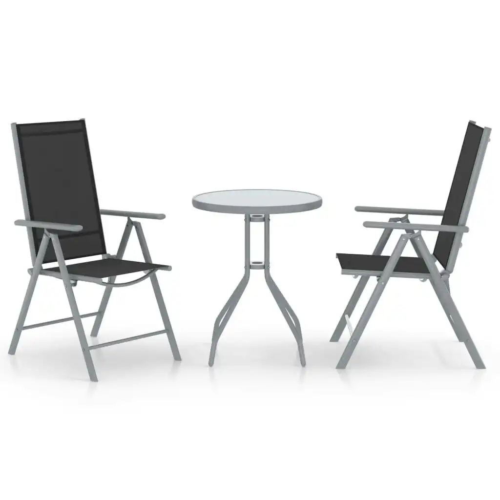 3 Piece Bistro Set Aluminium and Textilene Silver 3070653