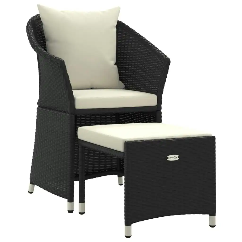 2 Piece Garden Lounge Set with Cushions Black Poly Rattan 319684