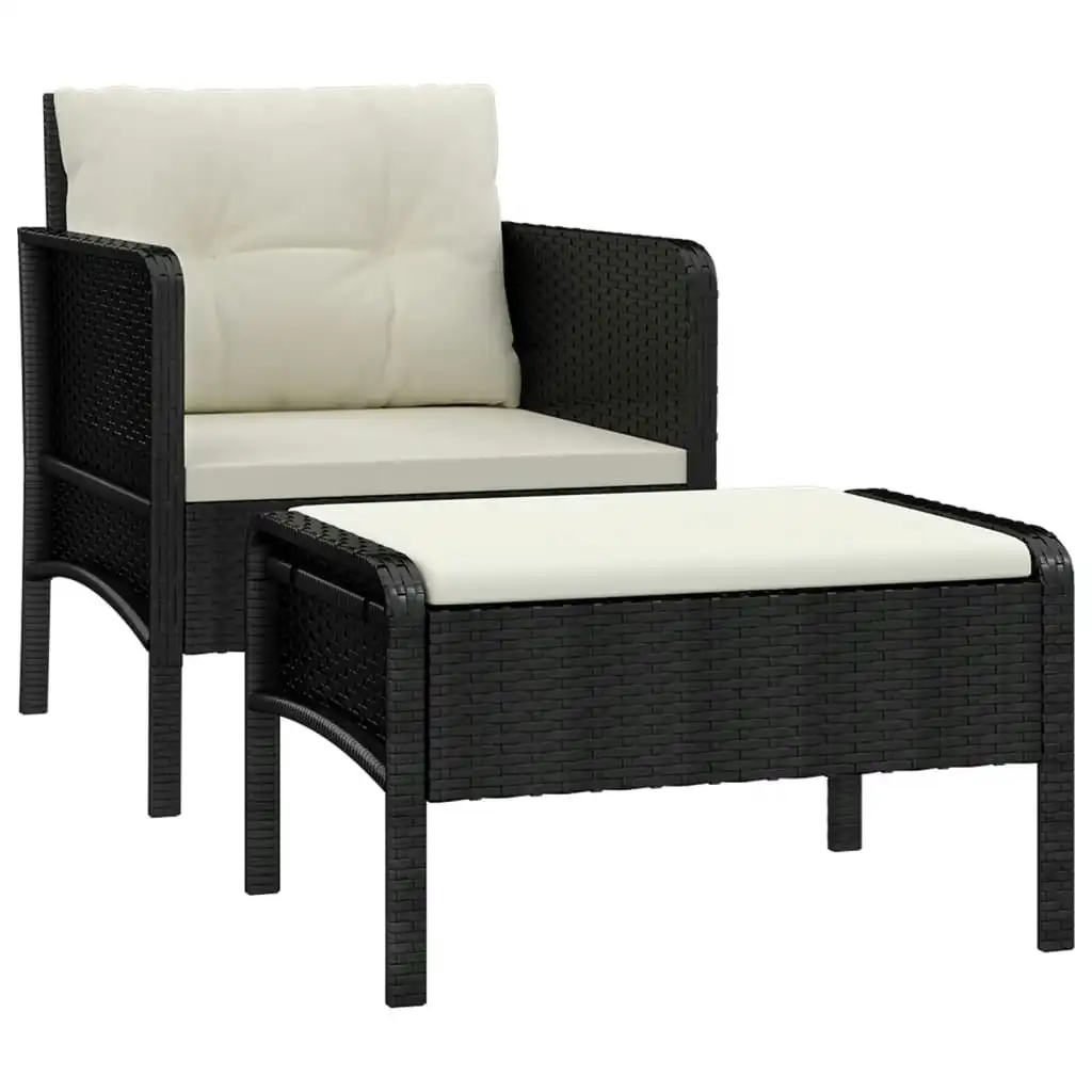 2 Piece Garden Lounge Set with Cushions Black Poly Rattan 319678