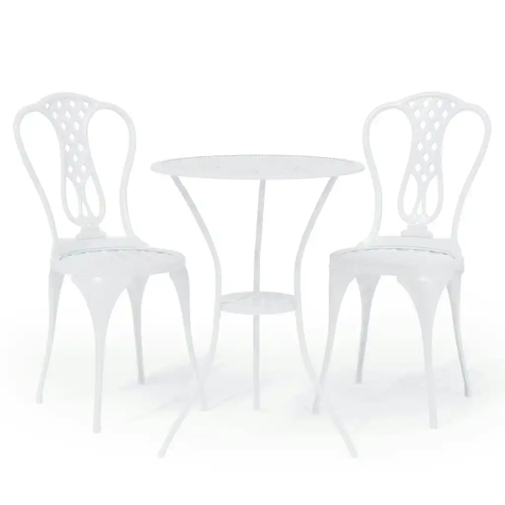 3 Piece Bistro Set Cast Aluminium White 317752