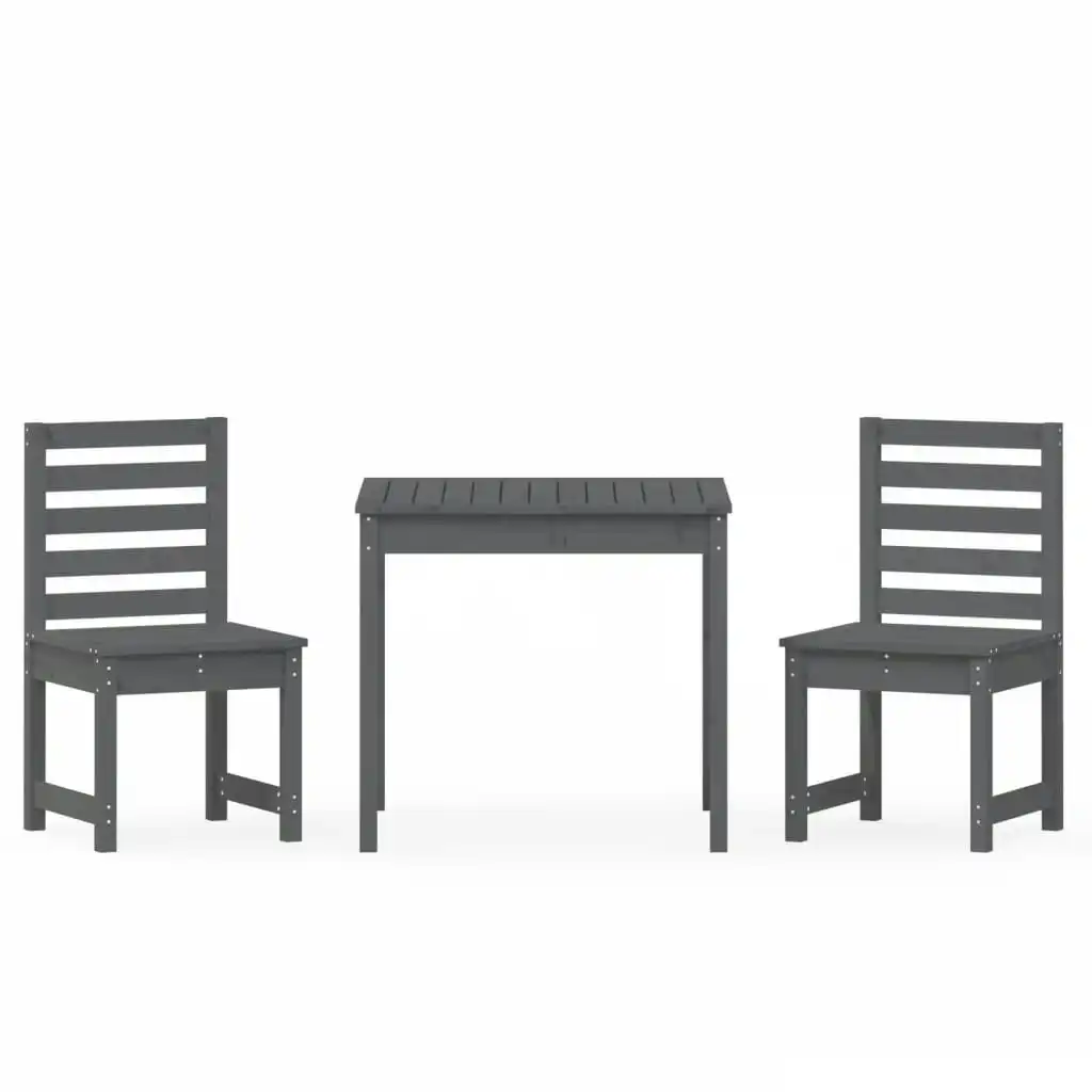 3 Piece Garden Bistro Set Grey Solid Wood Pine 3154673