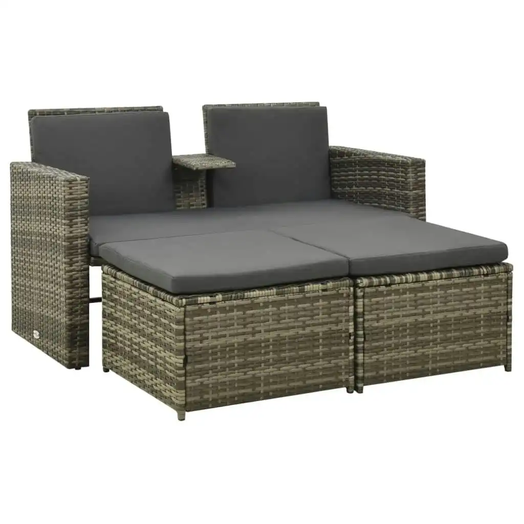 3 Piece Garden Lounge Set with Cushions Poly Rattan Grey 313128
