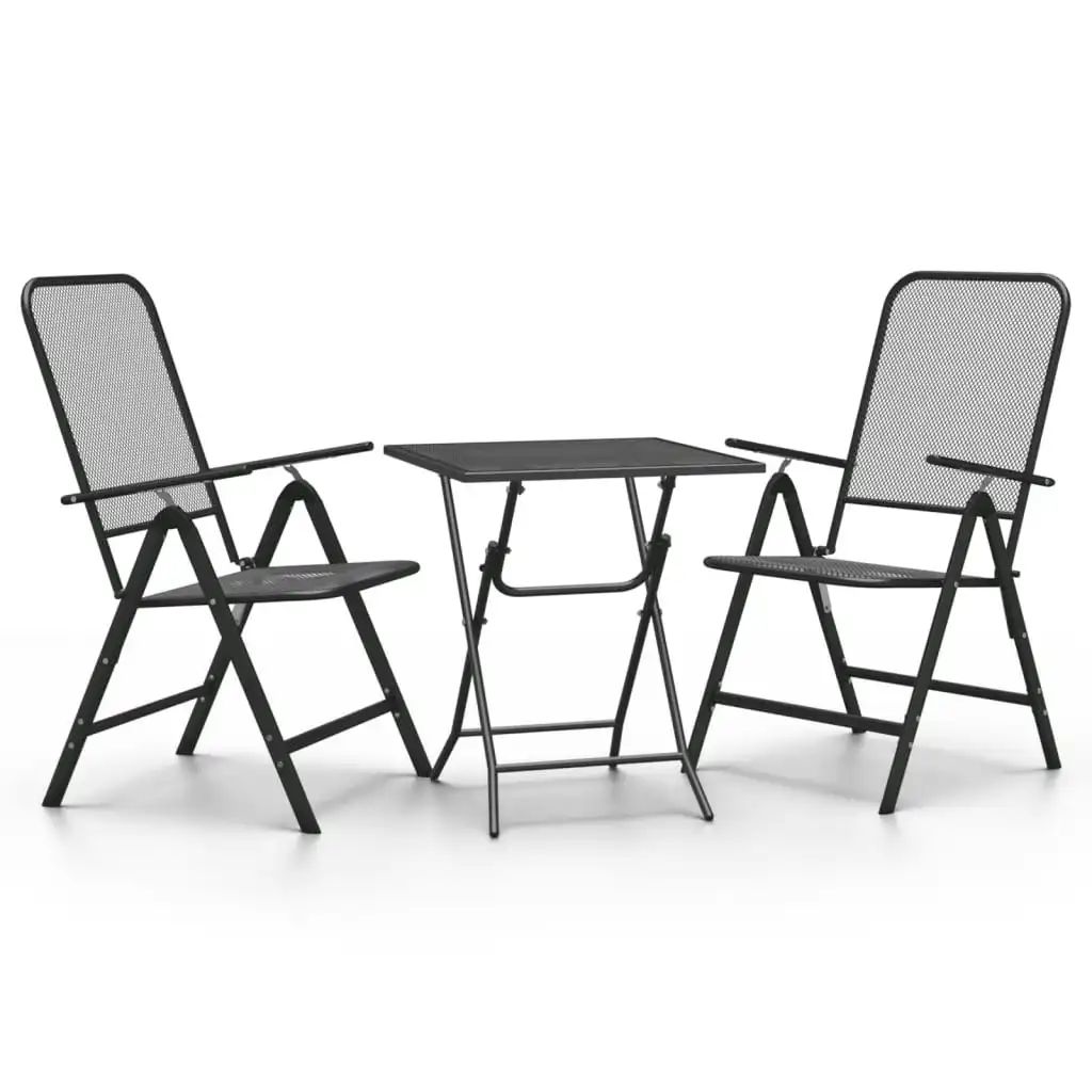 3 Piece Garden Dining Set Expanded Metal Mesh Anthracite 3084717