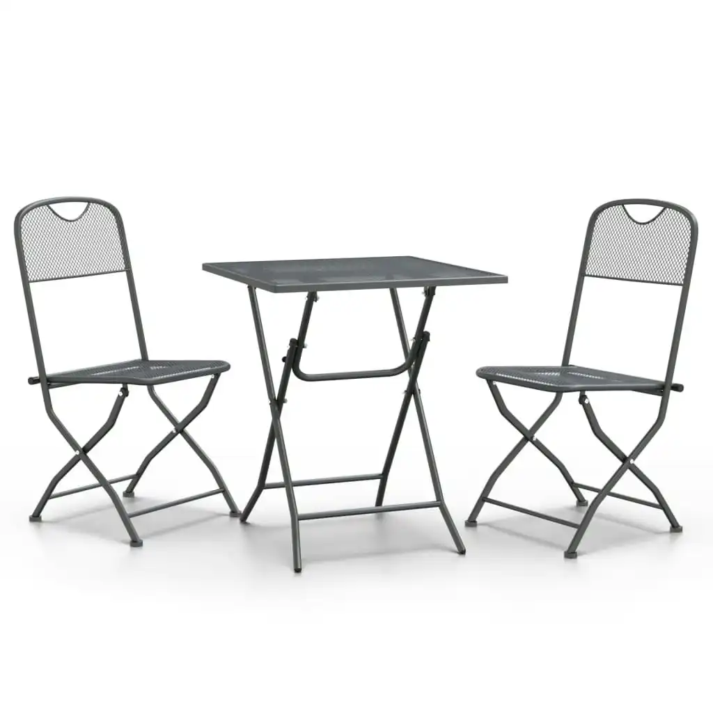 3 Piece Garden Dining Set Expanded Metal Mesh Anthracite 3084715