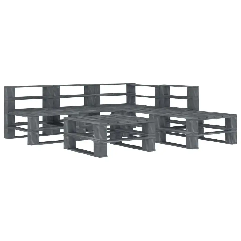 6 Piece Garden Pallet Lounge Set Wood Grey 3072261