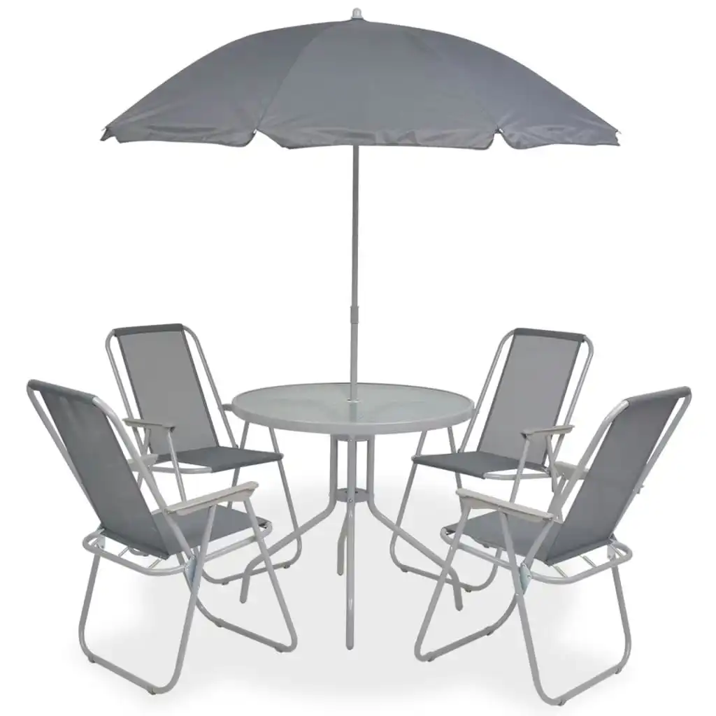 6 Piece Outdoor Dining Set Steel and Textilene Grey 43785