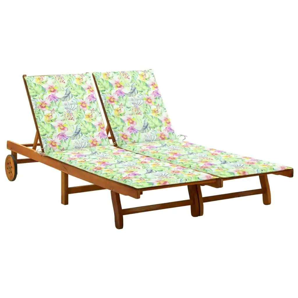 2-Person Garden Sun Lounger with Cushions Solid Acacia Wood 3061386
