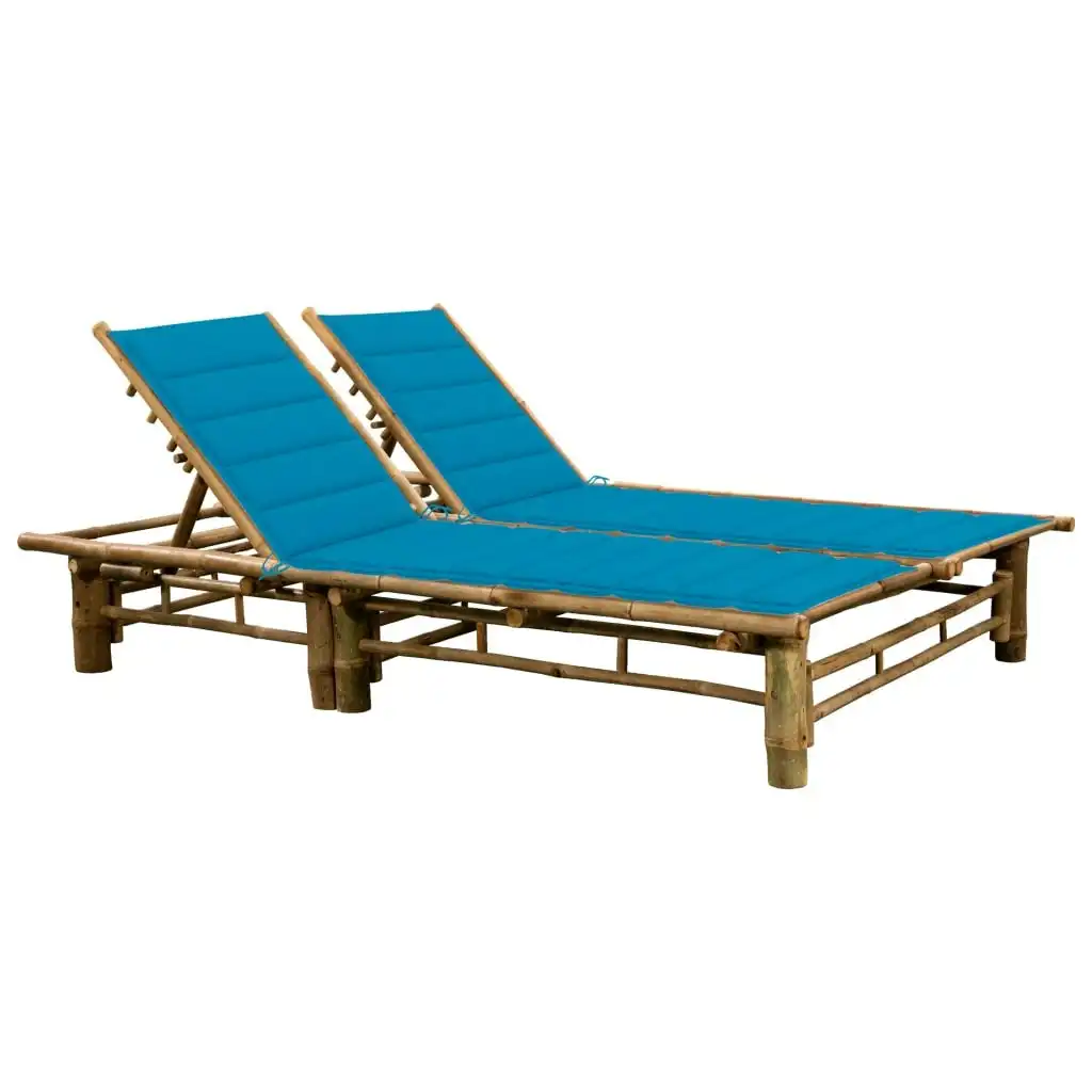 2-Person Sun Lounger with Cushions Bamboo 3063949