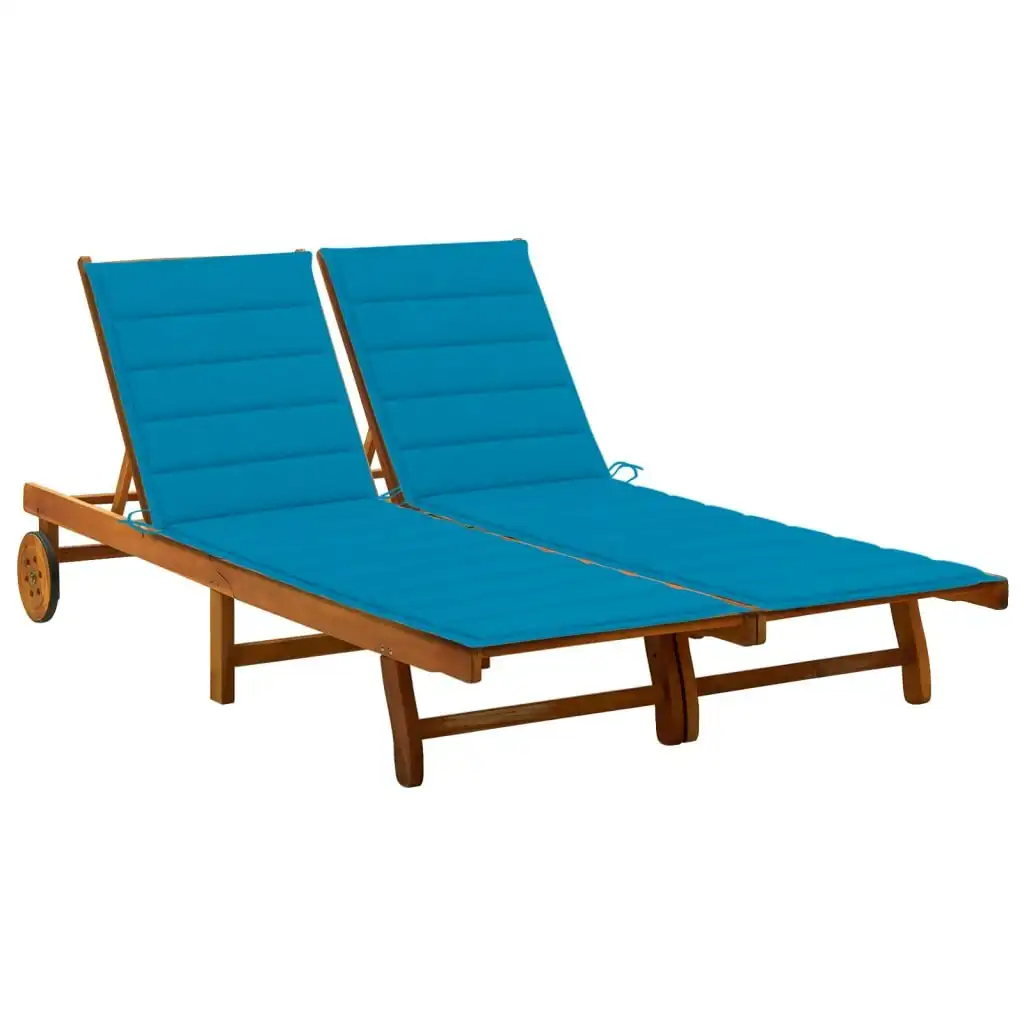 2-Person Garden Sun Lounger with Cushions Solid Acacia Wood 3061378