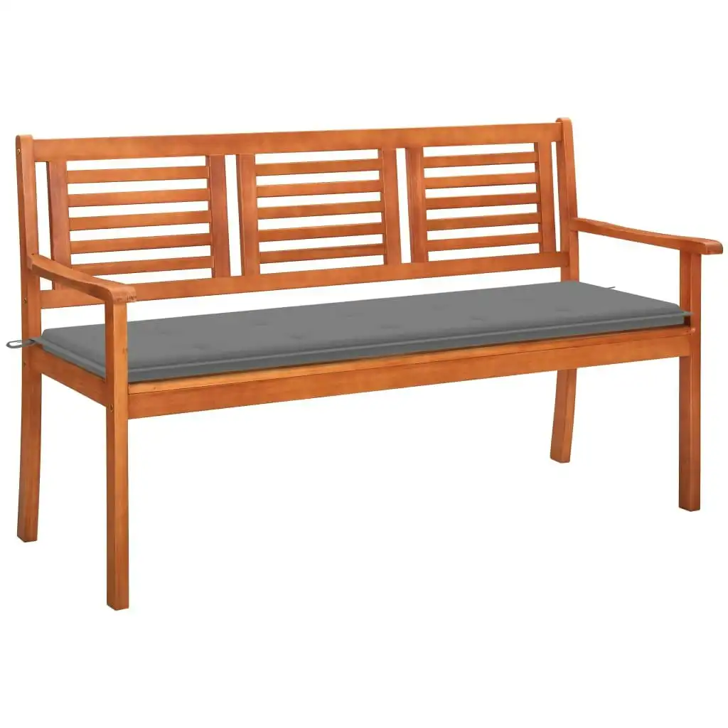 3-Seater Garden Bench with Cushion 150 cm Solid Eucalyptus Wood 3060997