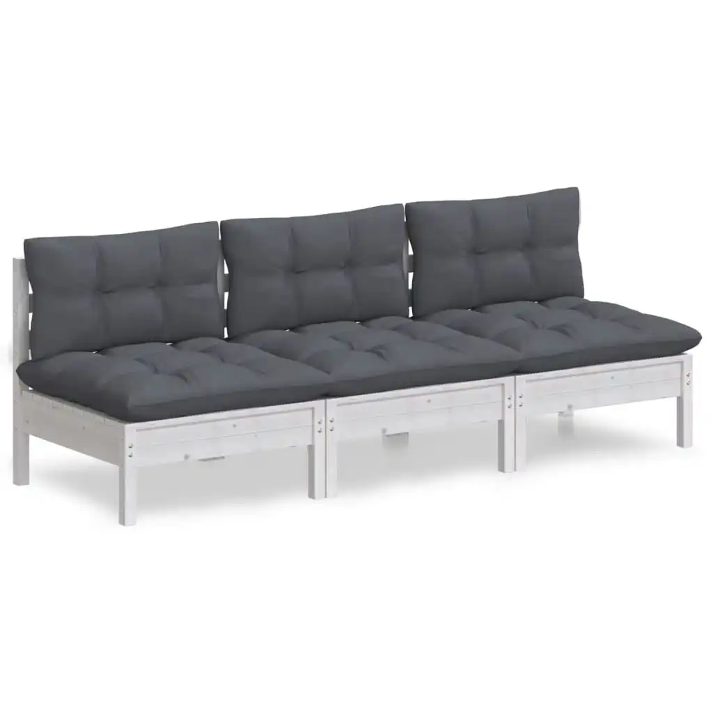 3-Seater Garden Sofa with Anthracite Cushions Solid Pinewood 3096077