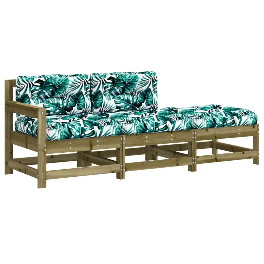 3 Piece Garden Lounge Set with Cushions Impregnated Wood Pine 825603