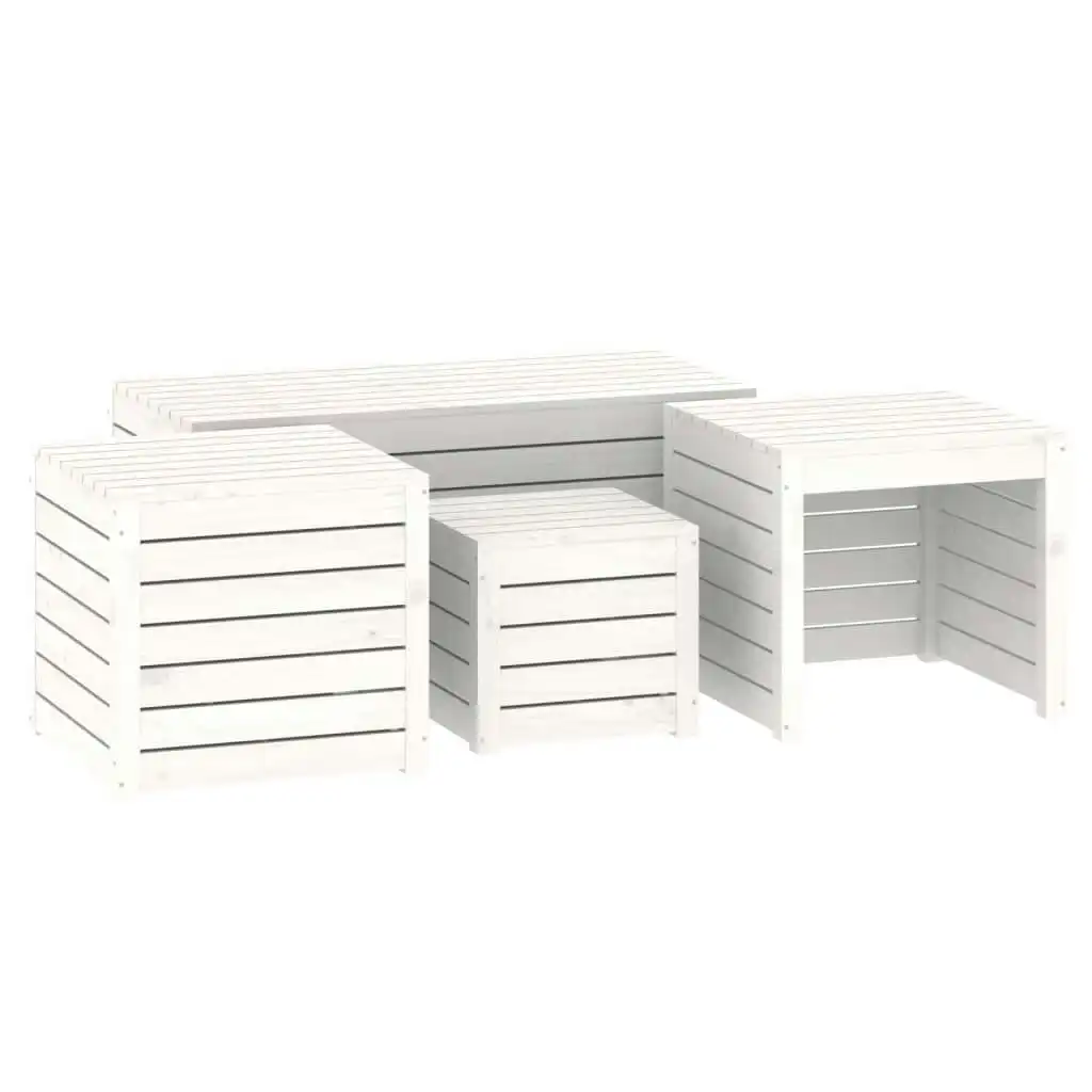 4 Piece Garden Box Set White Solid Wood Pine 3154667